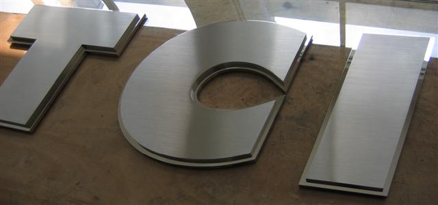 Fabricated stainless steel letters