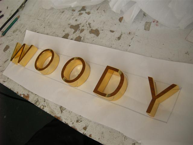 Golden color fabricated polished stainless steel letters