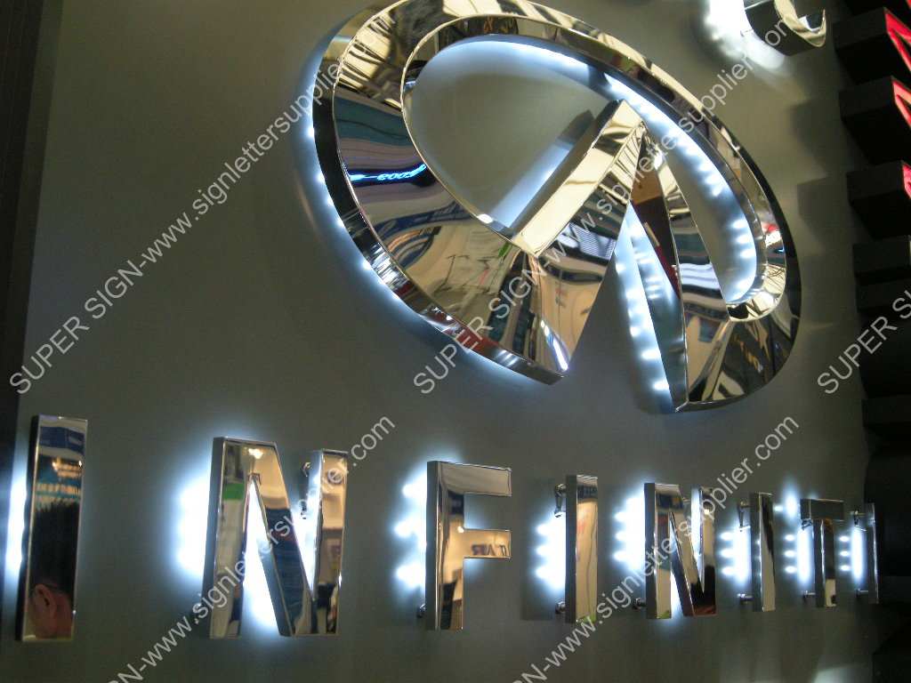 LED polished stainless steel car signage